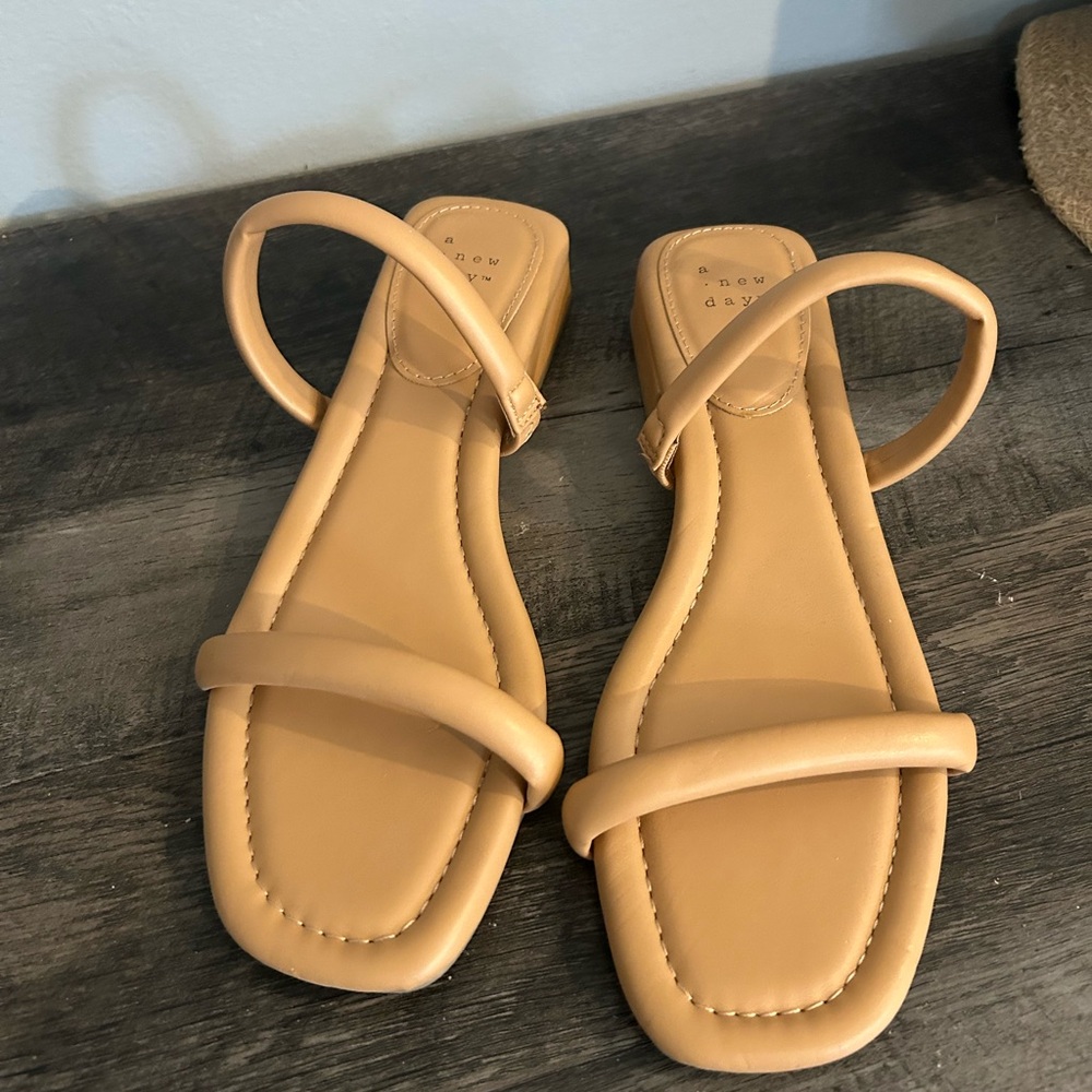 Women's Annie Slide Sandals - A New Day Tan